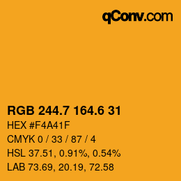 カラーコード: RGB 244.7 164.6 31 | qconv.com