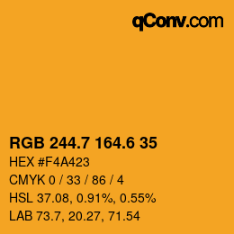 カラーコード: RGB 244.7 164.6 35 | qconv.com