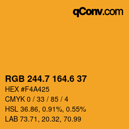 カラーコード: RGB 244.7 164.6 37 | qconv.com