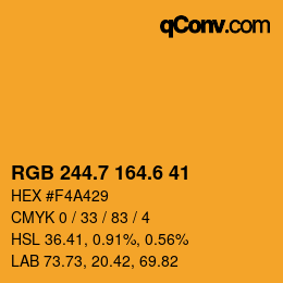 カラーコード: RGB 244.7 164.6 41 | qconv.com