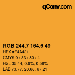 カラーコード: RGB 244.7 164.6 49 | qconv.com
