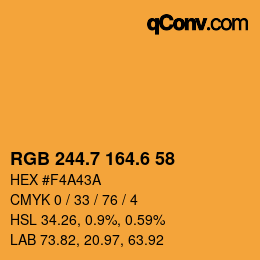 カラーコード: RGB 244.7 164.6 58 | qconv.com