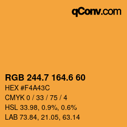 カラーコード: RGB 244.7 164.6 60 | qconv.com