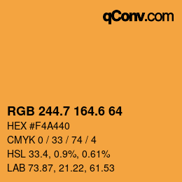 カラーコード: RGB 244.7 164.6 64 | qconv.com