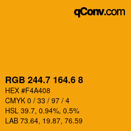 カラーコード: RGB 244.7 164.6 8 | qconv.com
