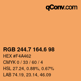 カラーコード: RGB 244.7 164.6 98 | qconv.com