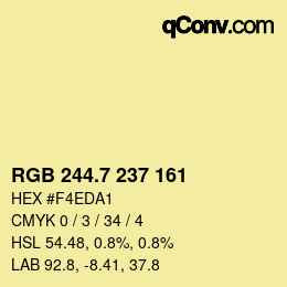 カラーコード: RGB 244.7 237 161 | qconv.com