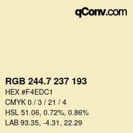 カラーコード: RGB 244.7 237 193 | qconv.com