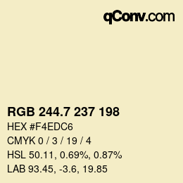 カラーコード: RGB 244.7 237 198 | qconv.com