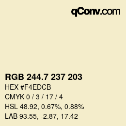 カラーコード: RGB 244.7 237 203 | qconv.com