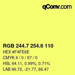 カラーコード: RGB 244.7 254.6 110 | qconv.com