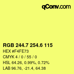 カラーコード: RGB 244.7 254.6 115 | qconv.com