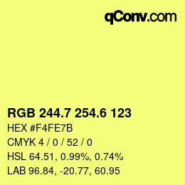 カラーコード: RGB 244.7 254.6 123 | qconv.com