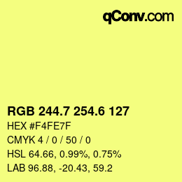 カラーコード: RGB 244.7 254.6 127 | qconv.com