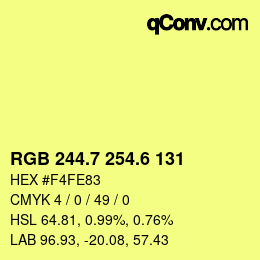 カラーコード: RGB 244.7 254.6 131 | qconv.com