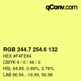 カラーコード: RGB 244.7 254.6 132 | qconv.com