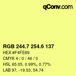 カラーコード: RGB 244.7 254.6 137 | qconv.com