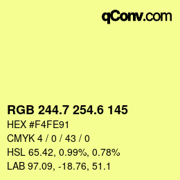カラーコード: RGB 244.7 254.6 145 | qconv.com