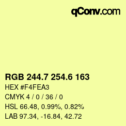 カラーコード: RGB 244.7 254.6 163 | qconv.com