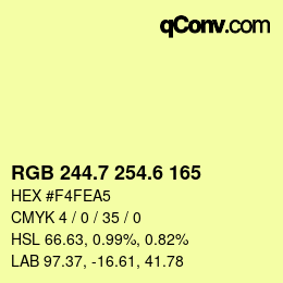 カラーコード: RGB 244.7 254.6 165 | qconv.com