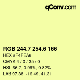 カラーコード: RGB 244.7 254.6 166 | qconv.com