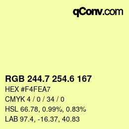 カラーコード: RGB 244.7 254.6 167 | qconv.com