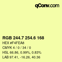 カラーコード: RGB 244.7 254.6 168 | qconv.com