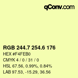 カラーコード: RGB 244.7 254.6 176 | qconv.com