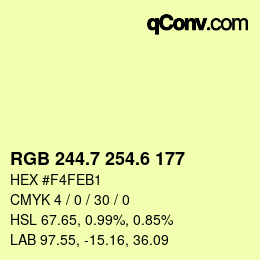カラーコード: RGB 244.7 254.6 177 | qconv.com