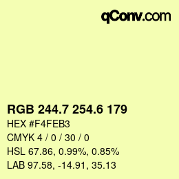 カラーコード: RGB 244.7 254.6 179 | qconv.com
