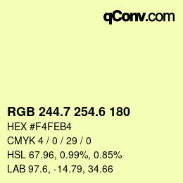 カラーコード: RGB 244.7 254.6 180 | qconv.com