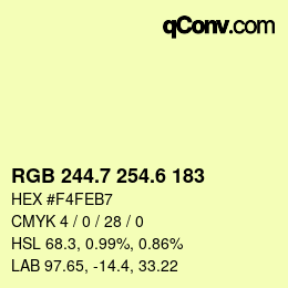 カラーコード: RGB 244.7 254.6 183 | qconv.com