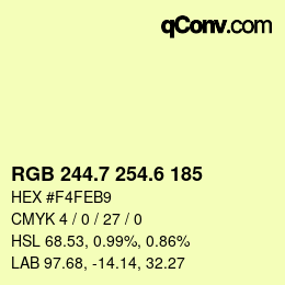 カラーコード: RGB 244.7 254.6 185 | qconv.com