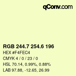 カラーコード: RGB 244.7 254.6 196 | qconv.com