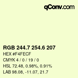 カラーコード: RGB 244.7 254.6 207 | qconv.com