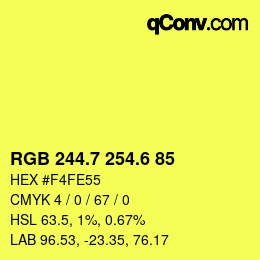 カラーコード: RGB 244.7 254.6 85 | qconv.com