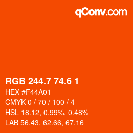 カラーコード: RGB 244.7 74.6 1 | qconv.com