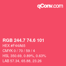 カラーコード: RGB 244.7 74.6 101 | qconv.com