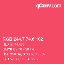 カラーコード: RGB 244.7 74.6 102 | qconv.com