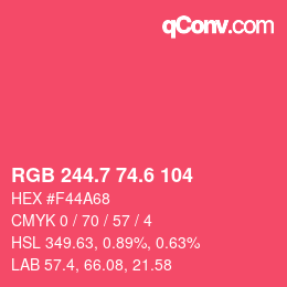 カラーコード: RGB 244.7 74.6 104 | qconv.com