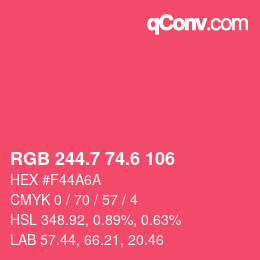 カラーコード: RGB 244.7 74.6 106 | qconv.com