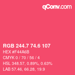 カラーコード: RGB 244.7 74.6 107 | qconv.com