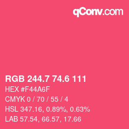 カラーコード: RGB 244.7 74.6 111 | qconv.com