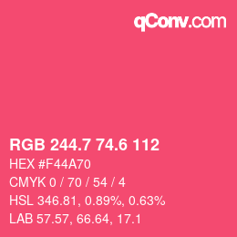 カラーコード: RGB 244.7 74.6 112 | qconv.com
