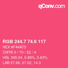 カラーコード: RGB 244.7 74.6 117 | qconv.com