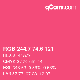 カラーコード: RGB 244.7 74.6 121 | qconv.com
