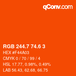 カラーコード: RGB 244.7 74.6 3 | qconv.com