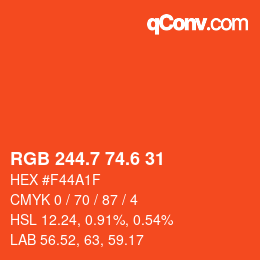 カラーコード: RGB 244.7 74.6 31 | qconv.com