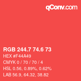 カラーコード: RGB 244.7 74.6 73 | qconv.com