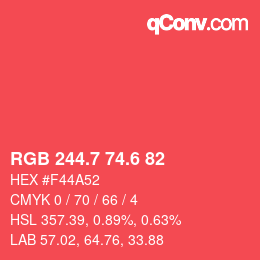 カラーコード: RGB 244.7 74.6 82 | qconv.com